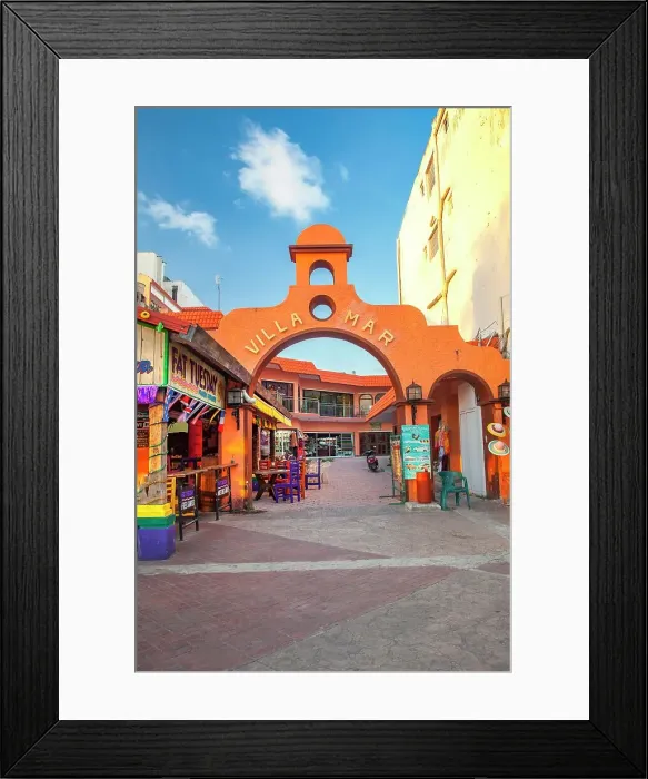 Framed Print : Mexico, Quintana Roo, Cozumel, Villa Mar street entrance