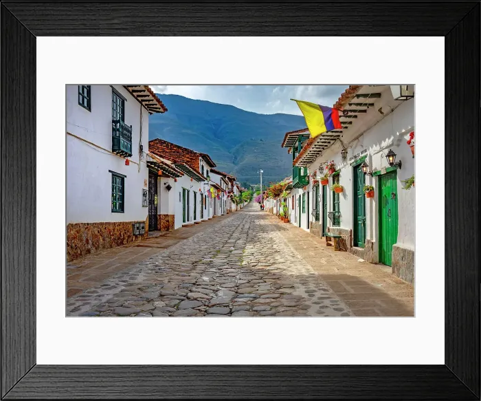Framed Print : Colombia, Boyaca, Typical Street at Villa de Leyva Framed Print : Colombia, Boyaca, Typical Street at Villa de Leyva