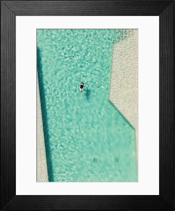 Framed Print : Colombia, Bird's eye view of Woman swimming