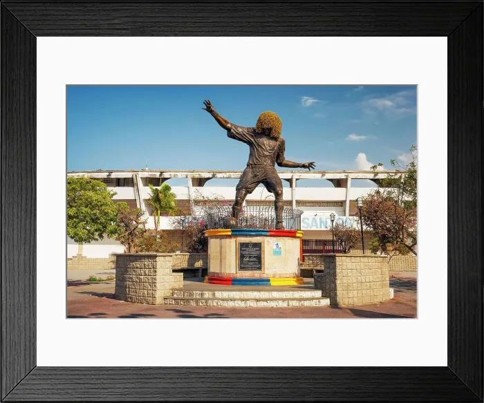 Framed Print : Colombia, Magdalena, Santa Marta, Pibe Valderrama statue by soccer stadium Framed Print : Colombia, Magdalena, Santa Marta, Pibe Valderrama statue by soccer stadium