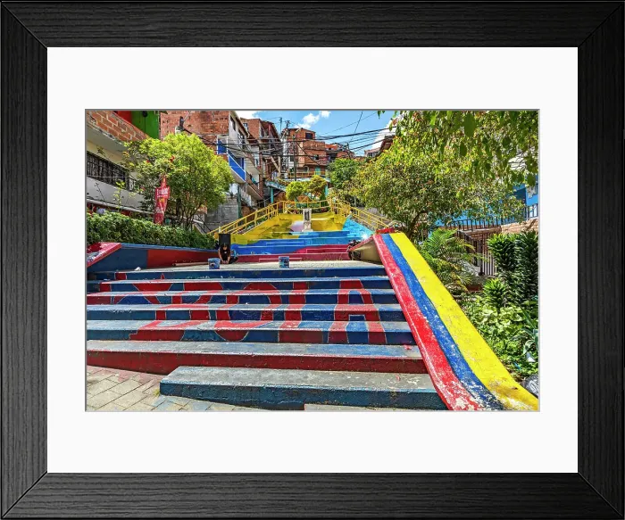 Framed Print : Colombia, Medellin, Comuna Trece (13) scene Framed Print : Colombia, Medellin, Comuna Trece (13) scene