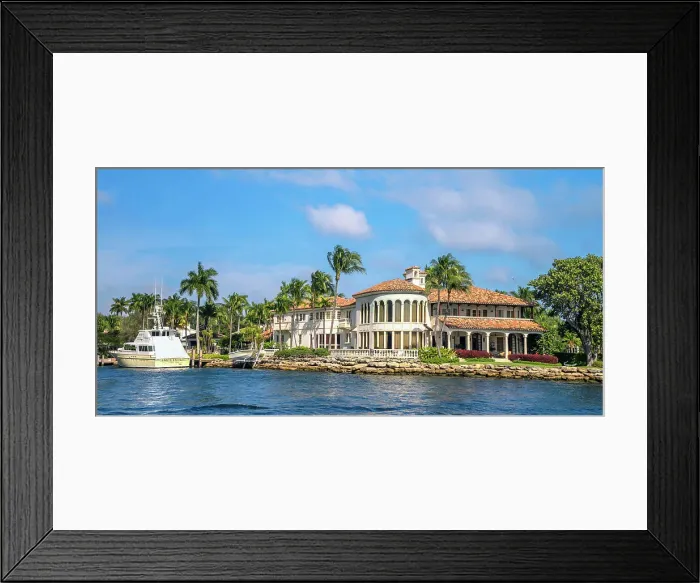 Framed Print : Florida, Fort Lauderdale, upscale home with yacht along the Intracoastal waterway Framed Print : Florida, Fort Lauderdale, upscale home with yacht along the Intracoastal waterway