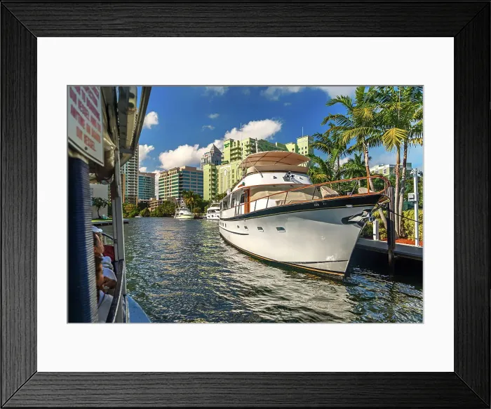Framed Print : Florida, Fort Lauderdale, Yacht on Intracoastal Waterway