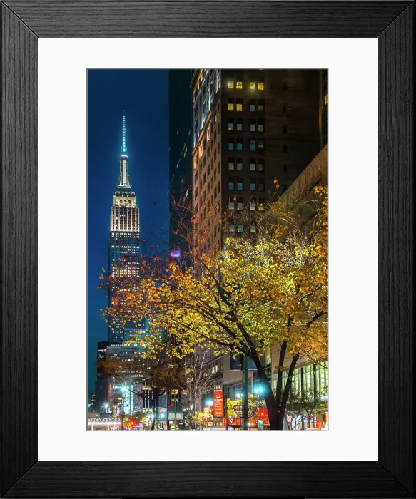 Framed Print : New York City, Manhattan, Empire State Building at night