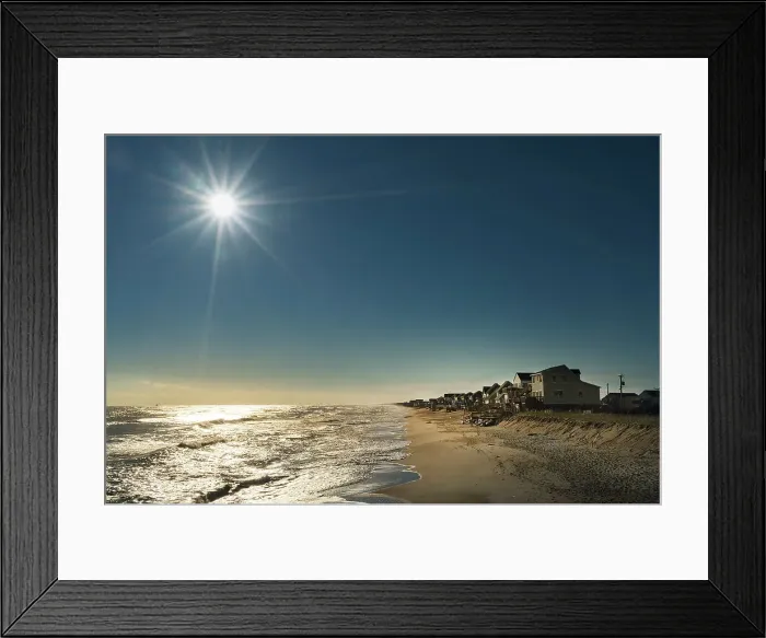 Framed Print : North Carolina, Outer Banks, Kitty Hawk, beach scene Framed Print : North Carolina, Outer Banks, Kitty Hawk, beach scene