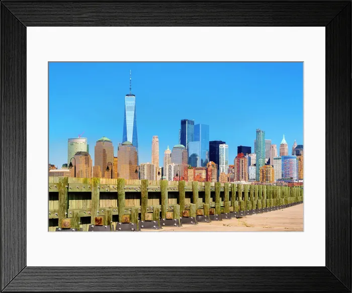 Framed Print : Lower Manhattan seen from Liberty Park in Jersey City, New Jersey Framed Print : Lower Manhattan seen from Liberty Park in Jersey City, New Jersey