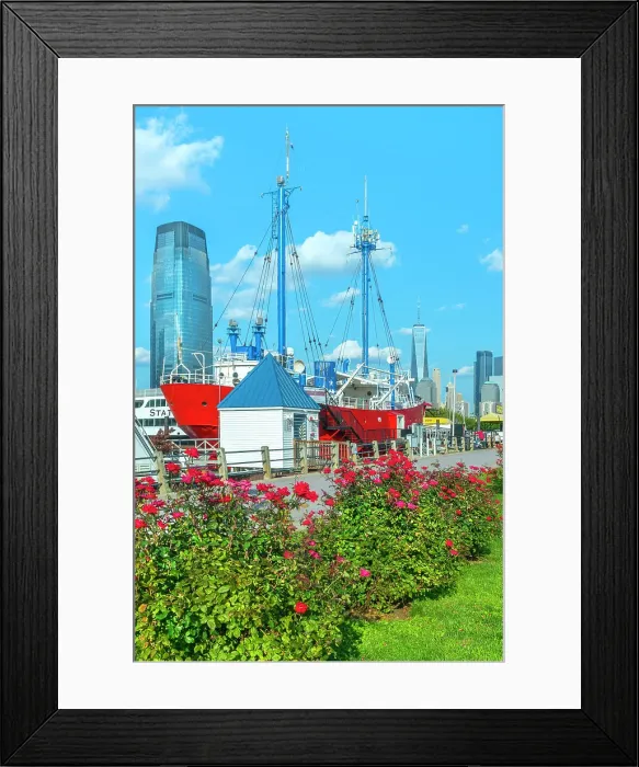 Framed Print : New Jersey, Downtown Jersey City, view of marina with 30 Hudson and Freedom Tower in background