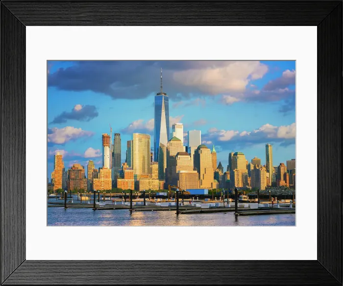 Framed Print : New York City, Lower Manhattan skyline seen from Jersey City, New Jersey Framed Print : New York City, Lower Manhattan skyline seen from Jersey City, New Jersey