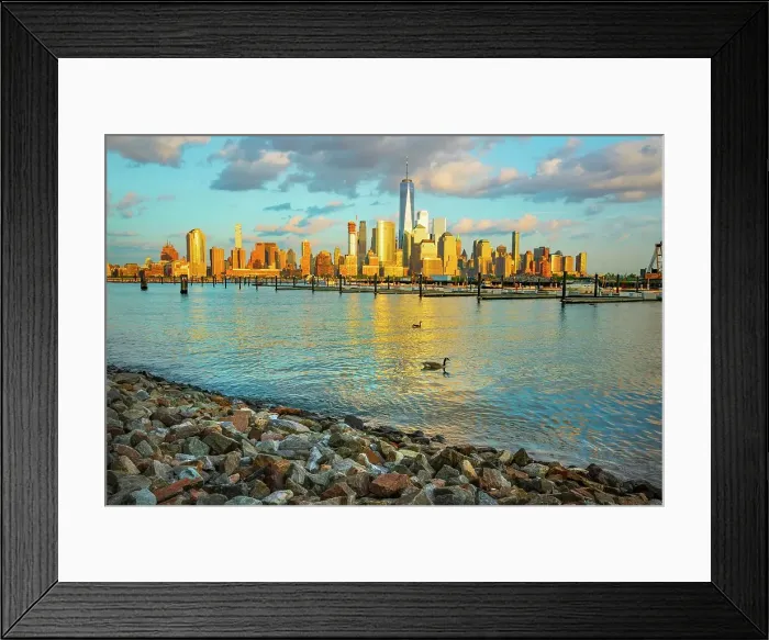 Framed Print : New York City, Lower Manhattan skyline seen from Jersey City, New Jersey Framed Print : New York City, Lower Manhattan skyline seen from Jersey City, New Jersey