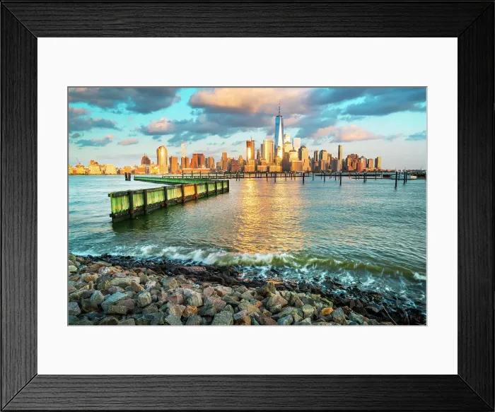 Framed Print : New York City, Lower Manhattan skyline seen from Jersey City, New Jersey Framed Print : New York City, Lower Manhattan skyline seen from Jersey City, New Jersey
