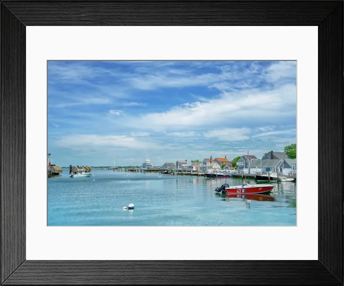 Framed Print : USA, Nantucket, Massachusetts, New England, shore houses, dock and boats moored Framed Print : USA, Nantucket, Massachusetts, New England, shore houses, dock and boats moored