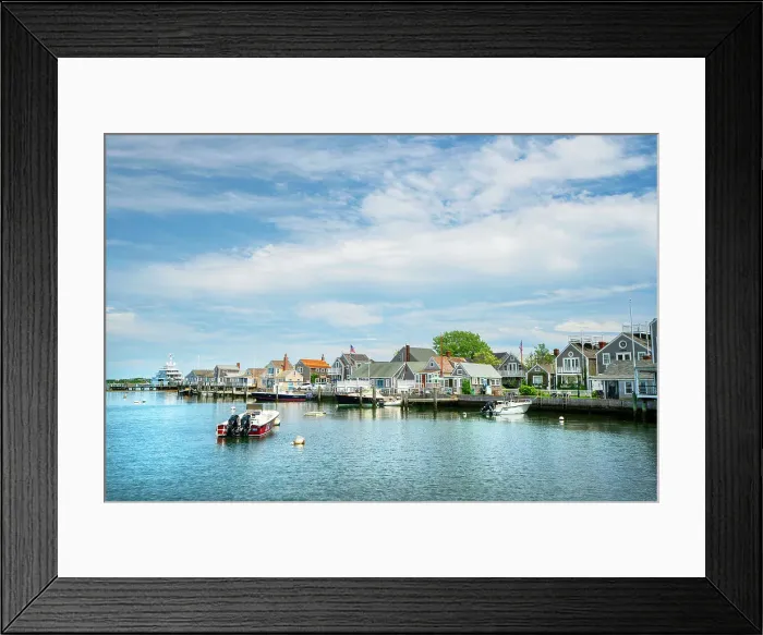 Framed Print : USA, Nantucket, Massachusetts, New England, houses on the shore, boats next to dock Framed Print : USA, Nantucket, Massachusetts, New England, houses on the shore, boats next to dock