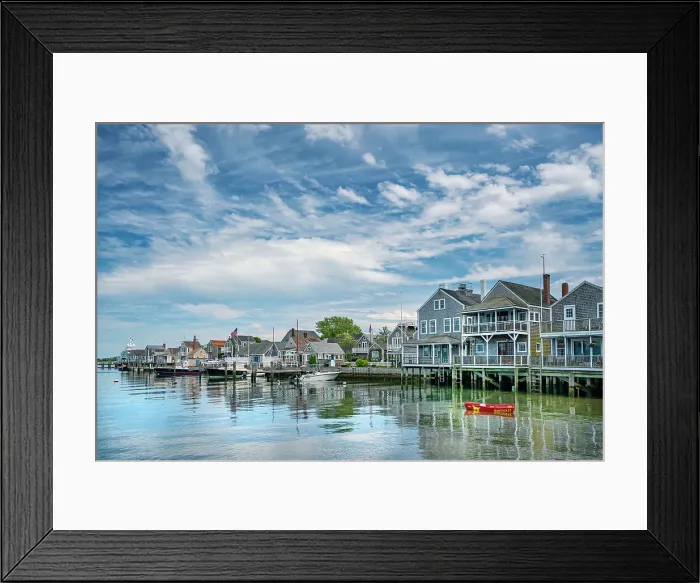 Framed Print : USA, Nantucket, Massachusetts, New England, shore houses and boats moored on a dock Framed Print : USA, Nantucket, Massachusetts, New England, shore houses and boats moored on a dock