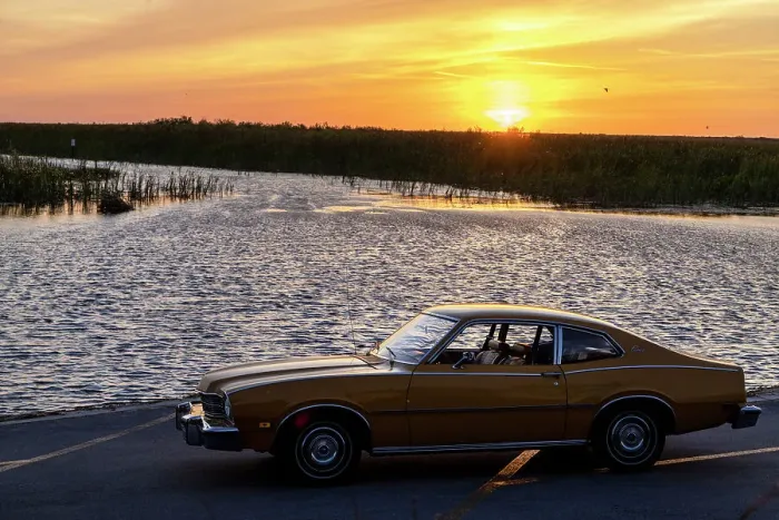 Framed Print : 1970's Mercury Comet vintage car at sunset Framed Print : 1970's Mercury Comet vintage car at sunset