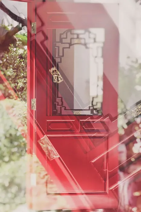 Framed Print : Abstract of red door