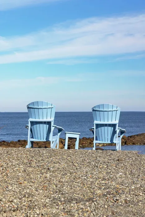 Framed Print : Adirondack Chairs overlooking the ocean Framed Print : Adirondack Chairs overlooking the ocean