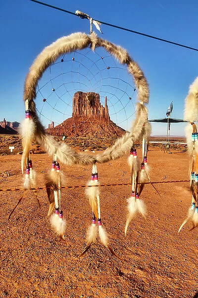 Arizona, Monument Valley, East Mitten Butte and Dream Catcher Navajo made