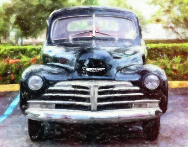Artistic painting of 1948 Chevrolet Fleetline Aerosedan