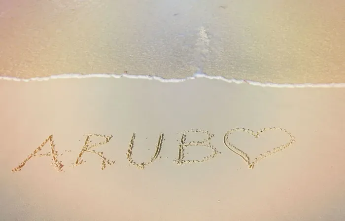 Framed Print : Aruba, Aruba written on sand at Juanita Beach Framed Print : Aruba, Aruba written on sand at Juanita Beach