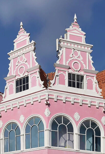 Aruba, Oranjestad, Pink Dutch Style Architecture