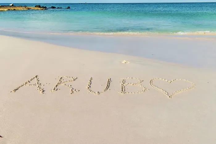 Framed Print : Aruba name written on the beach Framed Print : Aruba name written on the beach