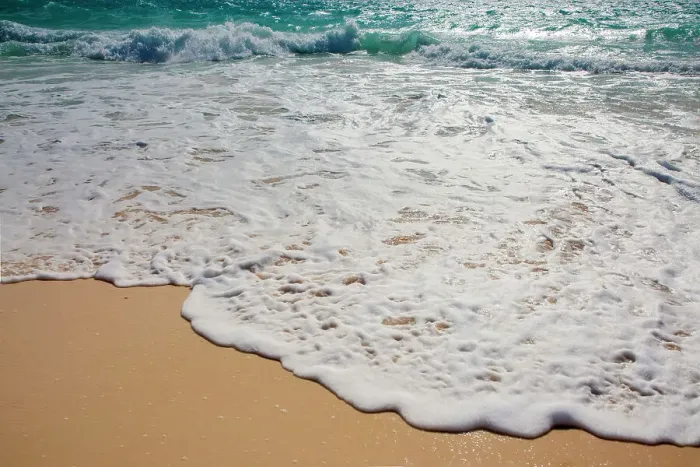 Framed Print : Bermuda, private beach with seafoam washing over pink sand, at Rosewood Bermuda Hotel