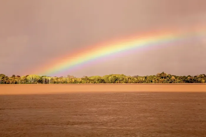 Framed Print : Brazil, Amazons, rainbow over Amazon river Framed Print : Brazil, Amazons, rainbow over Amazon river