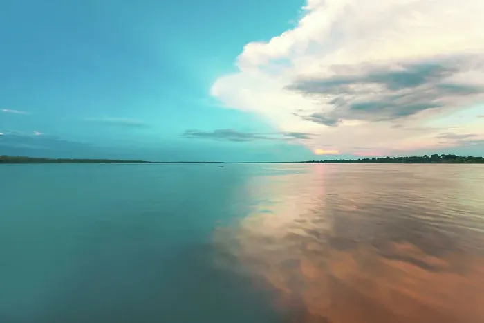 Framed Print : Brazil, cloud over Amazon river
