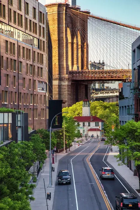 Framed Print : Brooklyn, Brooklyn Bridge seen from Squibb Bridge, Furman street, Brooklyn Ice Cream Factory Framed Print : Brooklyn, Brooklyn Bridge seen from Squibb Bridge, Furman street, Brooklyn Ice Cream Factory
