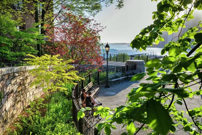 Framed Print : Brooklyn, Brooklyn Heights Promenade, also called the Esplanade, views of downtown Manhattan Framed Print : Brooklyn, Brooklyn Heights Promenade, also called the Esplanade, views of downtown Manhattan