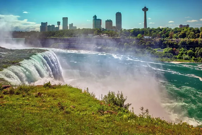 Framed Print : Canada, Ontario, Niagara Falls and Niagara Falls Ontario in background Framed Print : Canada, Ontario, Niagara Falls and Niagara Falls Ontario in background