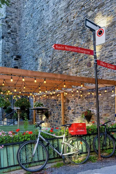 Framed Print : Canada, Quebec, Montreal, street scene with bike Framed Print : Canada, Quebec, Montreal, street scene with bike