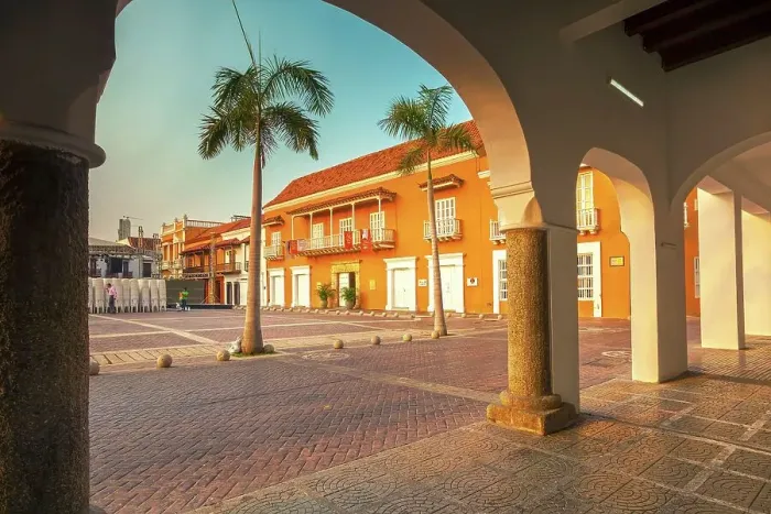 Framed Print : Colombia, Cartagena, Old City, Plaza de la Aduana, UNESCO World Heritage Site, Walled Colonial City Framed Print : Colombia, Cartagena, Old City, Plaza de la Aduana, UNESCO World Heritage Site, Walled Colonial City