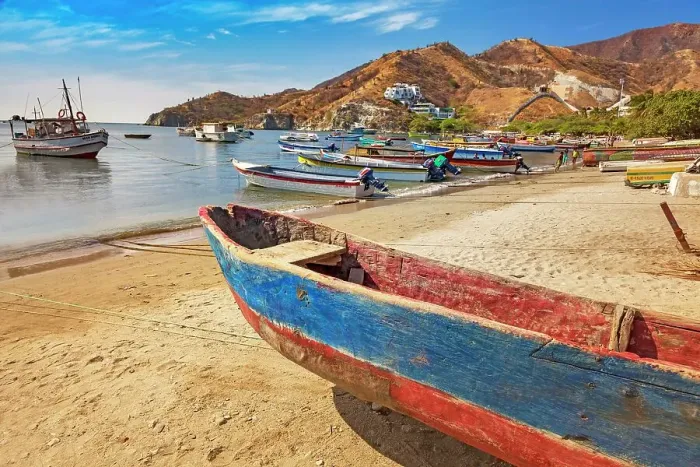 Framed Print : Colombia, Magdalena, beach scene at Taganga fishing village Framed Print : Colombia, Magdalena, beach scene at Taganga fishing village