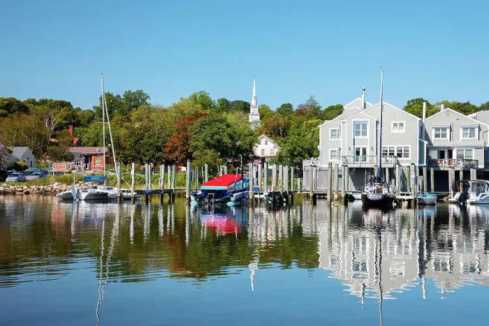 Framed Print : Connecticut, Mystic, Historic downtown, coastal scene Framed Print : Connecticut, Mystic, Historic downtown, coastal scene