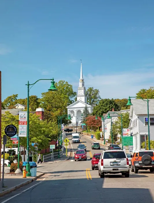 Framed Print : Connecticut, Mystic, Main street with Union Baptist Church Framed Print : Connecticut, Mystic, Main street with Union Baptist Church