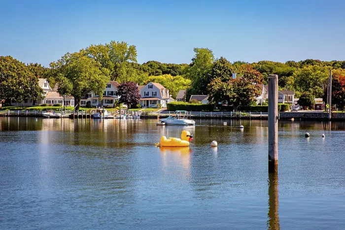 Framed Print : Connecticut, Mystic, Schooner Wharf, coastal scene