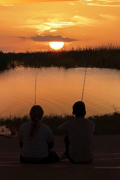 Couple fishing in the Everglades