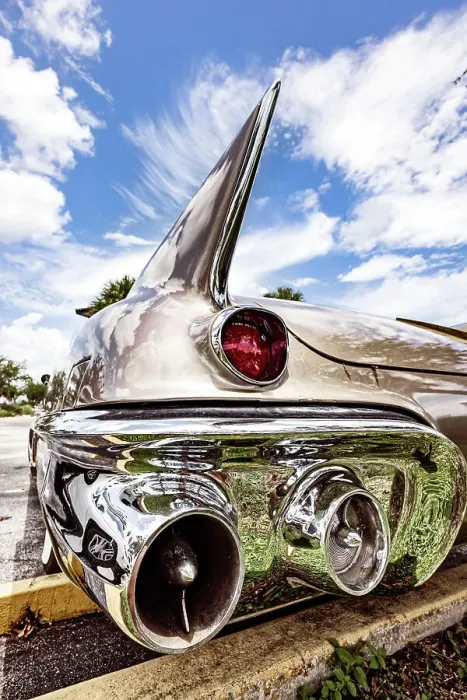 Framed Print : Back end of a 1950's Cadillac Seville Framed Print : Back end of a 1950's Cadillac Seville