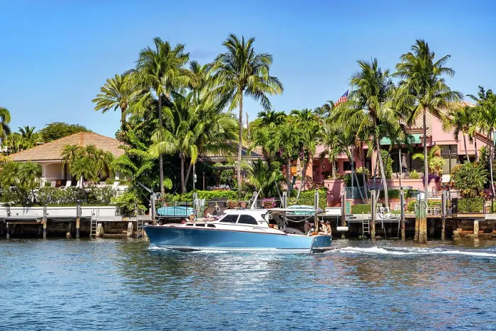 Framed Print : Florida, Boca Raton, boat cruising on the Intracoastal Waterway