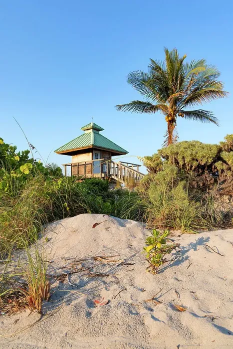 Framed Print : Florida, Boca Raton, lifeguard tower with palm tree at the beach Framed Print : Florida, Boca Raton, lifeguard tower with palm tree at the beach