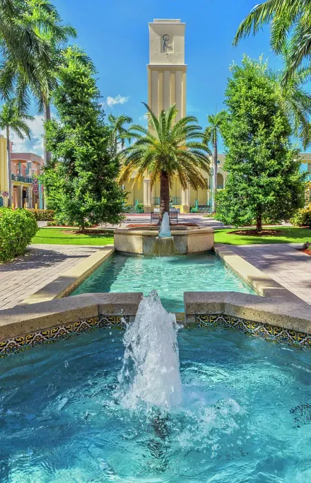 Framed Print : Florida, Boca Raton, Mizner Park, Fountains at Plaza Real