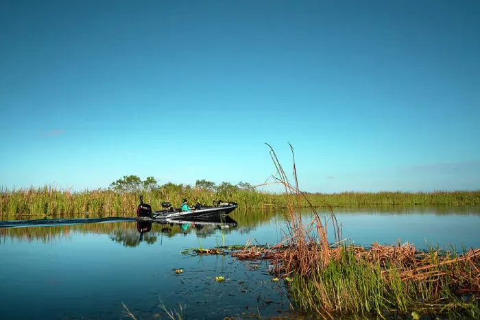 Framed Print : Florida, Everglades, fisherman in small boat Framed Print : Florida, Everglades, fisherman in small boat