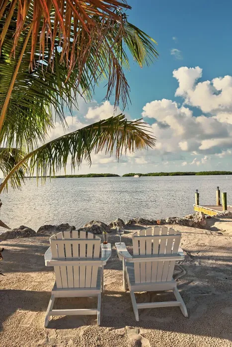 Framed Print : Florida, Islamorada, two beach chairs facing water Framed Print : Florida, Islamorada, two beach chairs facing water
