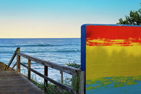 Florida, Lantana, Beach with colorful wall