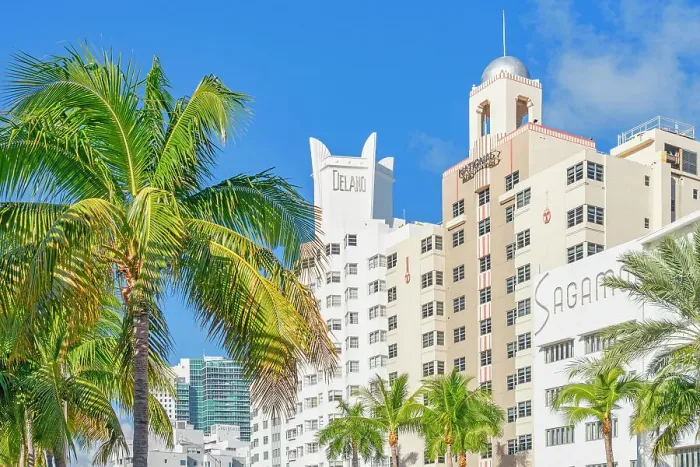 Framed Print : Florida, Miami Beach, South Beach, Hotels along Collins Avenue