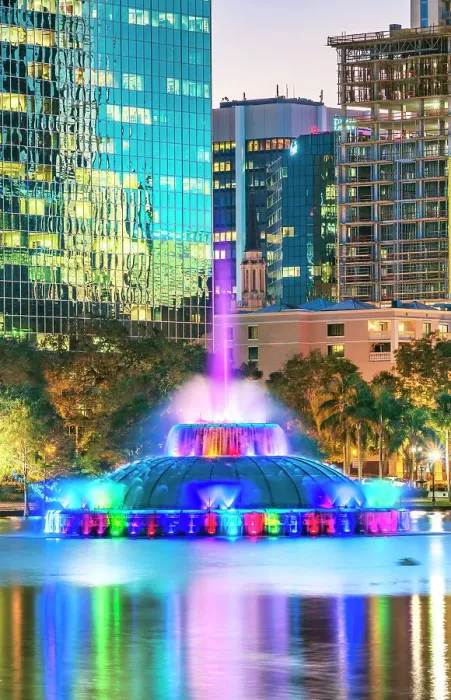 Framed Print : Florida, Orlando, Lake Eola and fountain
