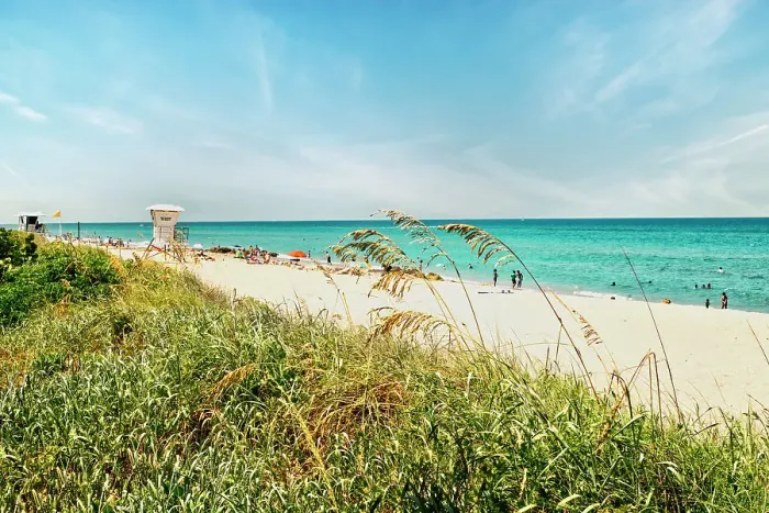 Framed Print : Florida, Palm Beach, beach scene with lifeguard tower Framed Print : Florida, Palm Beach, beach scene with lifeguard tower