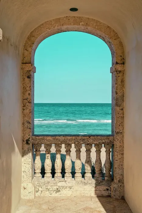 Framed Print : Florida, Palm Beach, Veranda overlooking the ocean on Ocean Blvd Framed Print : Florida, Palm Beach, Veranda overlooking the ocean on Ocean Blvd