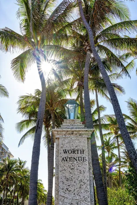 Framed Print : Florida, Palm Beach, Worth Avenue column with palm trees Framed Print : Florida, Palm Beach, Worth Avenue column with palm trees